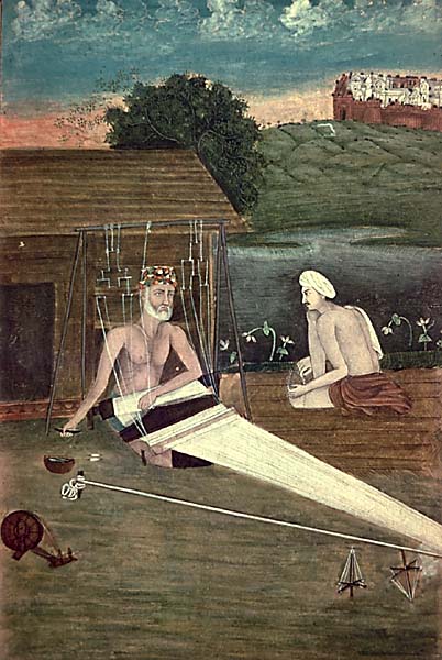 Kabir at the loom — 17th century painting