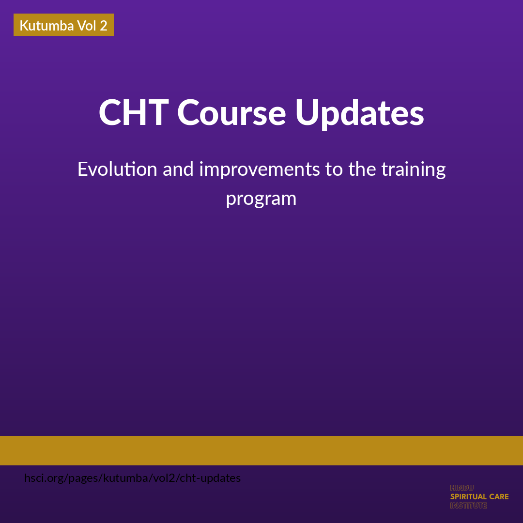 CHT Course Updates - Hindu Spiritual Care Institute